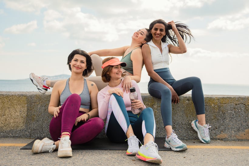 Friends in Activewear Outdoors